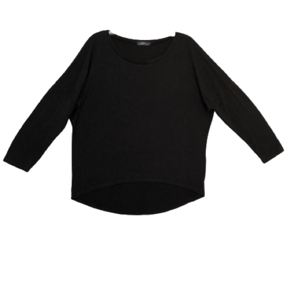 Uget Black Oversized Boat Neck Hi-Low Sweater